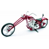 Motocicleta diecast tip Chopper- rosu