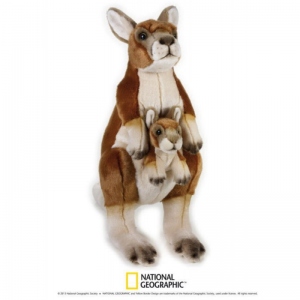 Cangur cu pui 44 cm-Jucarie din plus National Geographic