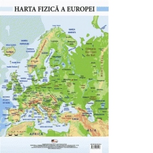 Harta fizica a Europei. Plansa format A2
