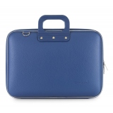 Geanta lux business laptop 13 in Clasic vinil Bombata-Albastru cobalt