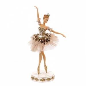 Statueta balerina dansand costum tiul crem