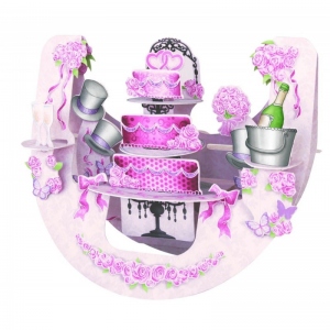 Felicitare 3D PopnRock - Tort roz