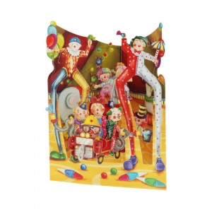 Felicitare 3D Swing Cards dinamica-Clowni la circ