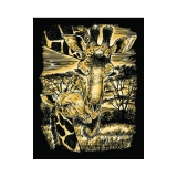 Tablou Artfoil Gold-Girafa cu pui