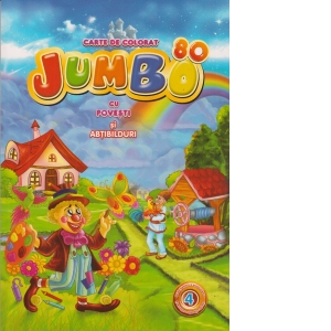 Jumbo 80 - Carte de colorat cu povesti si abtibilduri