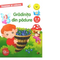Desenez si colorez. Gradinita din padure. 3-4 ani