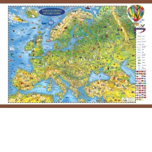 Harta Europei pentru copii (1600x1200mm), cu sipci