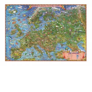 Harta Europei pentru copii (700x500mm), fara sipci