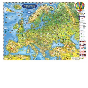 Harta Europei pentru copii (1600x1200mm), fara sipci