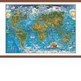 Harta lumii pentru copii (700x500mm),  harti cu sipci