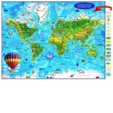 Harta lumii pentru copii (2000x1400 mm), fara sipci