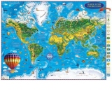 Harta Lumii pentru copii (proiectie 3D), 450x330mm