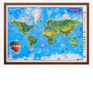Harta Lumii pentru copii (proiectie 3D), 1000x700mm