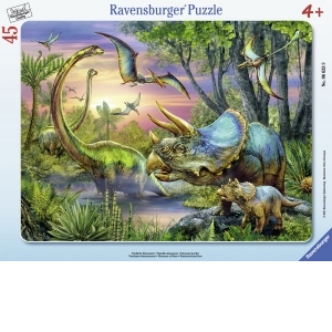 Puzzle dinozauri in zori, 45 piese