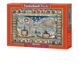 Puzzle Castorland 2000 piese Harta Lumii din 1639