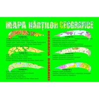 Mapa hartilor geografice. Geografia Romaniei, 6 planse A3 , plastifiate