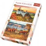 Puzzle Trefl 500+500, Cai salbatici si Castelul Neuschwanstein