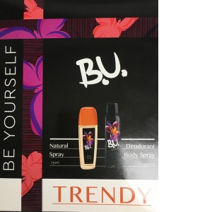 Set BU Trendy: Parfum Deodorant natural Spray 75 ml + Deodorant Body Spray 150 ml