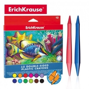 Set creioane plastifiate cu 2 capete -12 culori