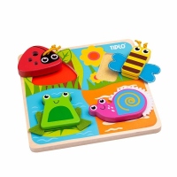 Puzzle senzorial din lemn - In gradina