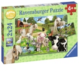 PUZZLE FERMA ANIMALELOR, 2x24 PIESE