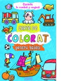 Carte de colorat pentru baieti. Cuvinte in romana si engleza
