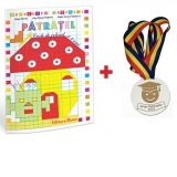 Pachet personalizat pentru finalul anului scolar: Patratel - Carte de colorat 3-4 ani + Medalie