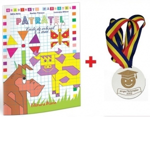 Pachet personalizat pentru finalul anului scolar: Patratel - Carte de colorat 4-5 ani + Medalie 2020