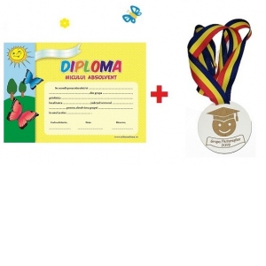 Pachet personalizat pentru finalul anului scolar: Diploma Micului Absolvent + Medalie