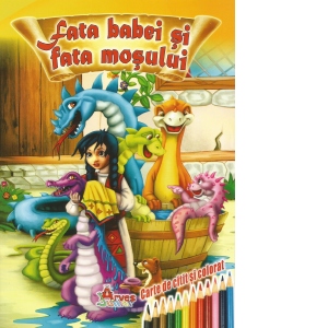 Fata babei si fata mosului, carte de colorat