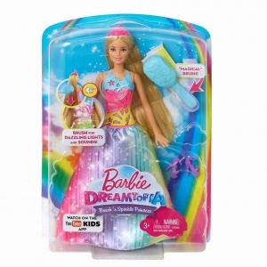 Papusa Barbie cu Perie si Rochita Multicolora