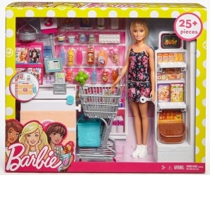 Papusa Barbie cu Set de Joaca Supermarket