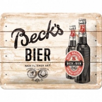 Placa metalica 15x20 Becks Vintage Wood