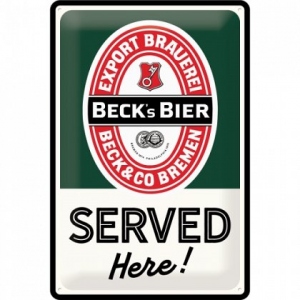 Placa metalica 20X30 Becks Served Here