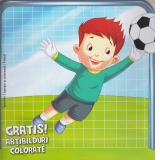 Carte de colorat cu abtibilduri: Sporturi. Lipeste si coloreaza. Fotbal + jucarie