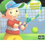 Carte de colorat cu abtibilduri: Sporturi. Lipeste si coloreaza. Tenis + jucarie