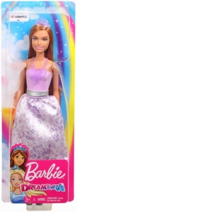 Papusa Barbie Dreamtopia Printese cu Colier Mov