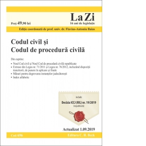 Codul civil si Codul de procedura civila. Cod 696. Actualizat la 1.09.2019