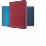 Agenda datata RO A5, 352 pagini, coperta din piele sintetica Premium DeLuxe Vienna bordo, margini bleumarin, 2020