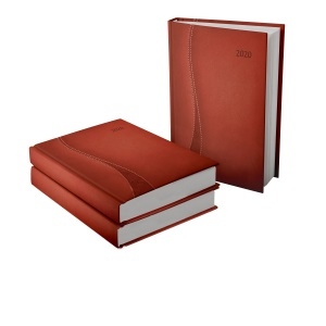 Agenda datata Delta RO A5, 352 pagini, coperta din piele sintetica, culoare rosu, margini aurii, 2020