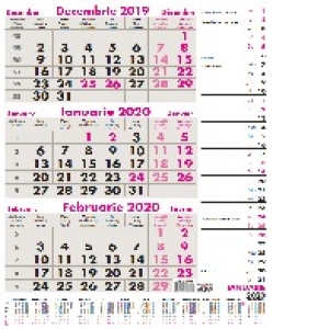 Calendar triptic cu planner 12 file 2020