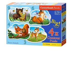 Puzzle Castorland 4 in 1 (3+4+6+9 piese) Animale din Padure
