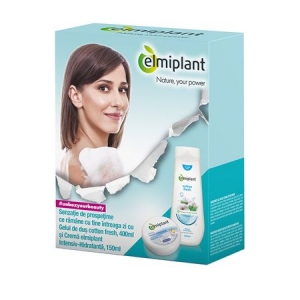 Set Elmiplant, Unisex: Gel de dus cu bumbac, 400 ml + Crema Intensiv - Hidratanta, 150 ml