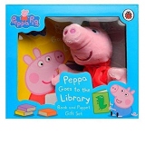 Peppa Pigg Goes to the Library Book and Puppet Gift Set