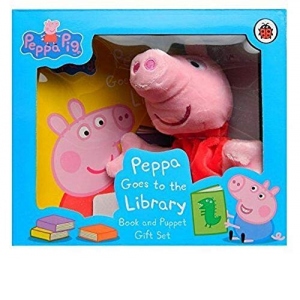 Peppa Pigg Goes to the Library Book and Puppet Gift Set