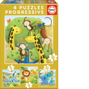 Progressive Puzzles Wild animals 12+16+20+25