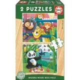 Zoo Animals wood puzzle 2x9 pcs