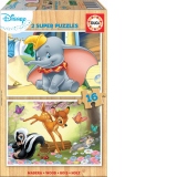 Puzzle 2x16 Madera Disney Animals Dumbo + Bambi