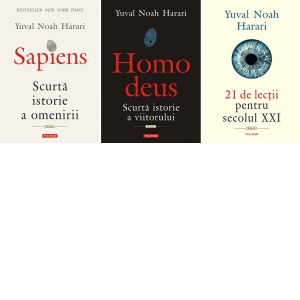 Pachet 3 carti Yuval Noah Harari: 1. Sapiens. Scurta istorie a omenirii; 2. Homo deus. Scurta istorie a viitorului; 3. 21 de lectii pentru secolul XXI