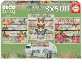 Puzzle 3x500 Country Garden